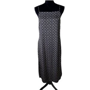 American Eagle Outfitters Women’s Black Floral Midi Tank Dress Open Back Large